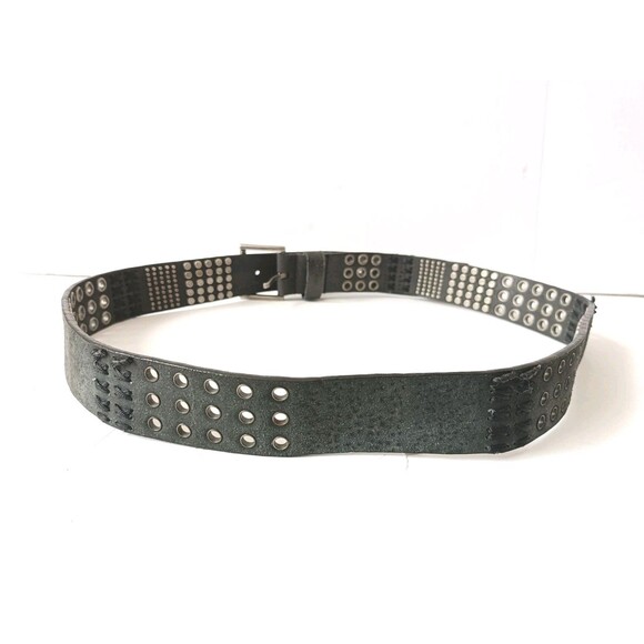 Handmade Leather Belt Women's 38 Studded Black - Picture 4 of 7